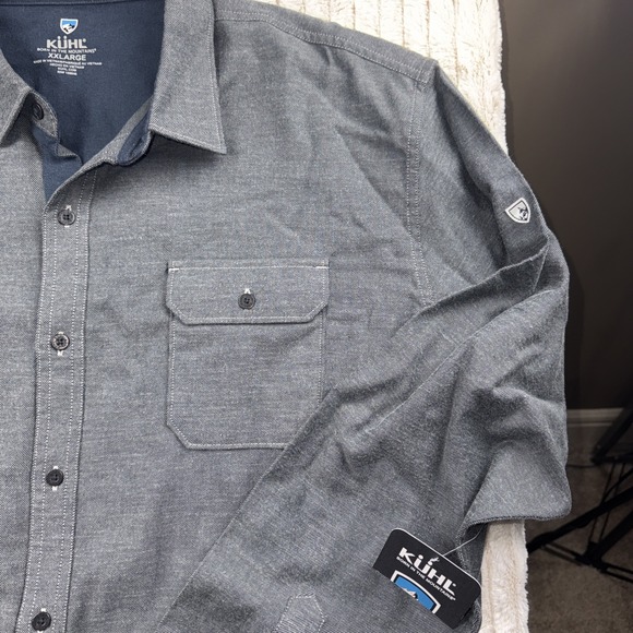 Kuhl Descendr Flannel Shirt Mens XXL Blue Gray Mountain Long Sleeve Gorpcore NWT - Picture 4 of 16